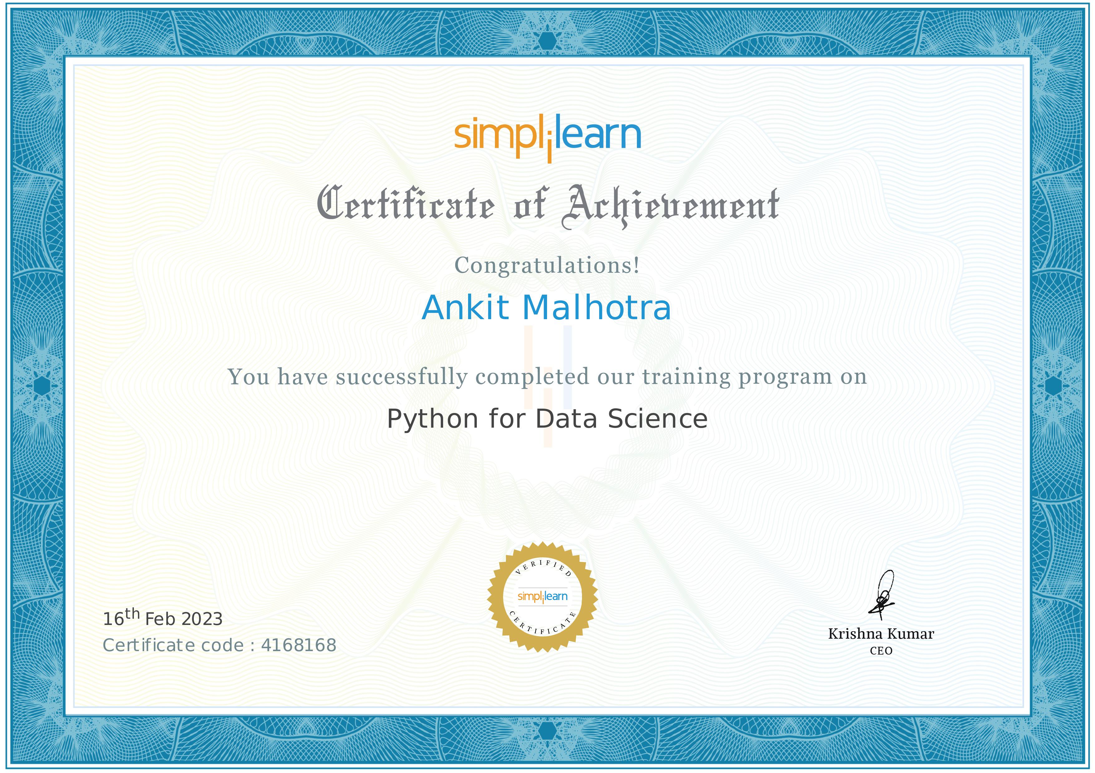 Ankit-MachineLearning Certificate